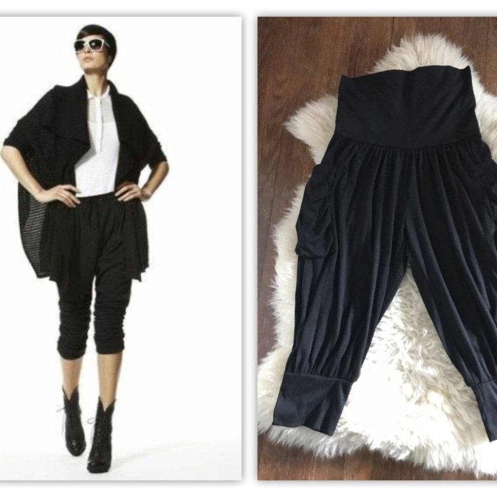 Black High Waist Cropped Peasant Joggers